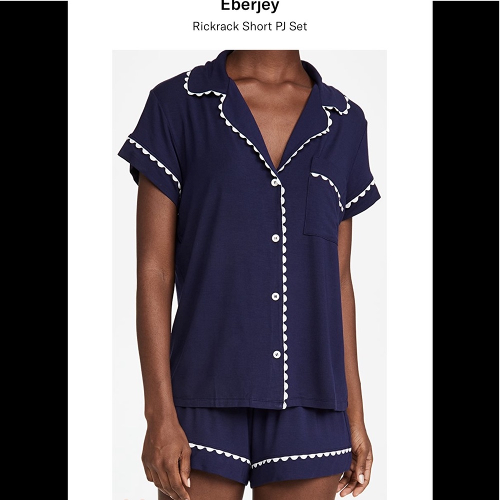 Eberjey Rickrack Short PJ Set small blue/ white